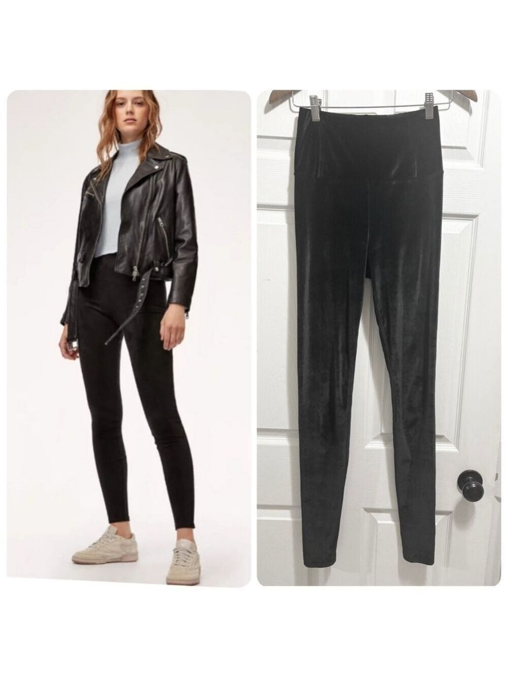 Aritzia Wilfred Free Daria Black Velvet Leggings Pants Size Small
